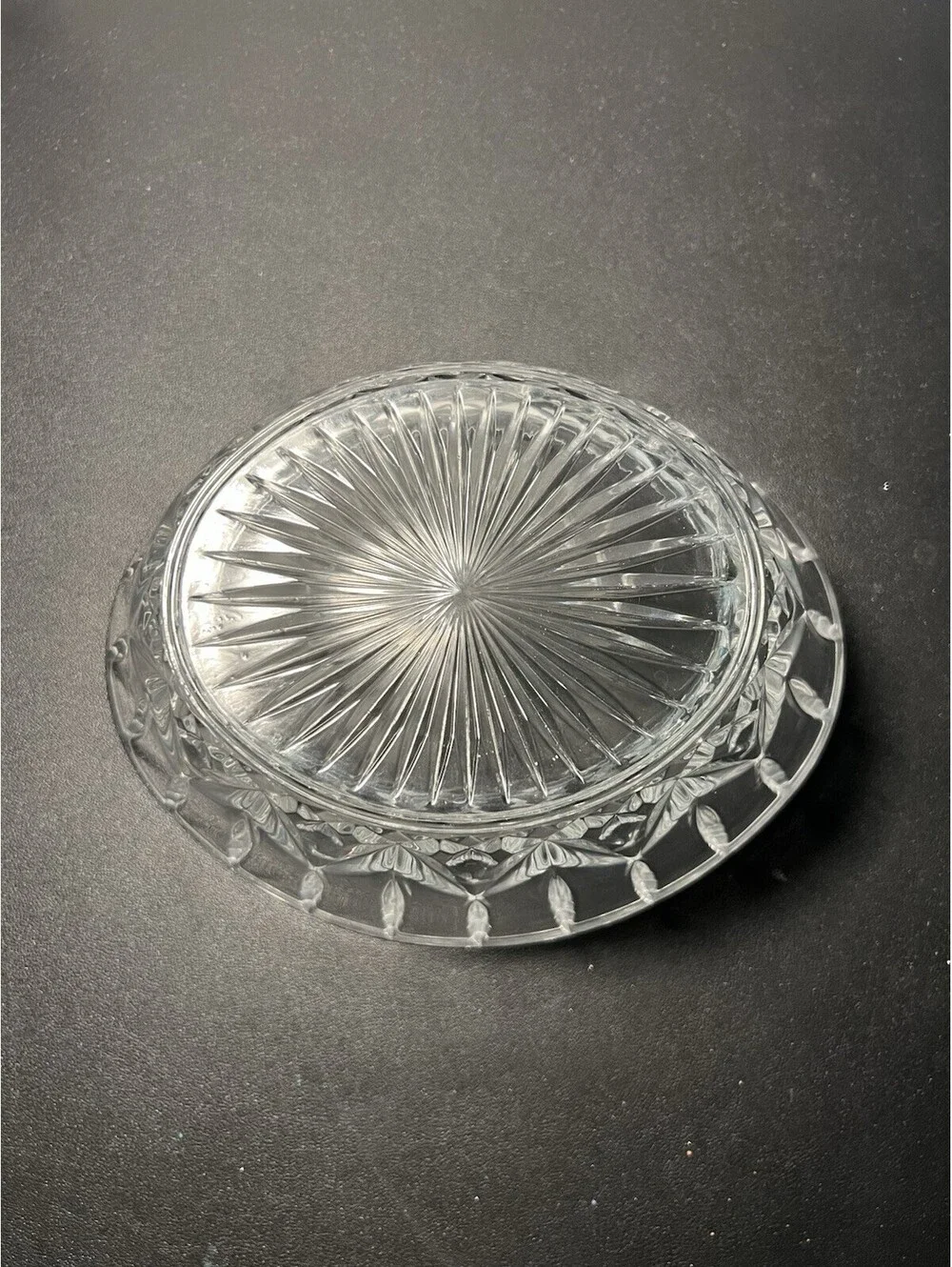George Crystal 1980s Fruit Bowl Muirfield 24% Lead Crystal Clear, 11x8.5x5”